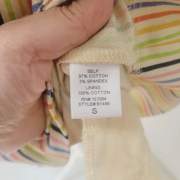 Pomander Place Tickernut Rainbow Striped Dress VNeck Flutter Sleeve Casual Small - Picture 5 of 5